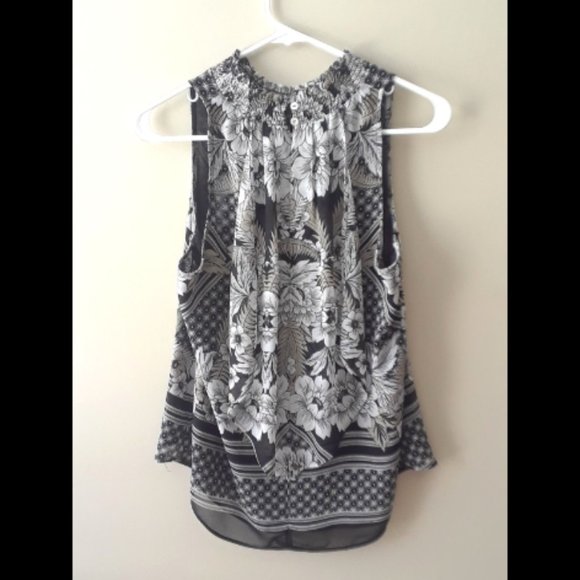 NWT Daniel Rainn Black and White Sleeveless Mock Neck Blouse Size Petite M - Picture 3 of 4